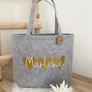 Filzshopper "Herzen" (personalisiert)